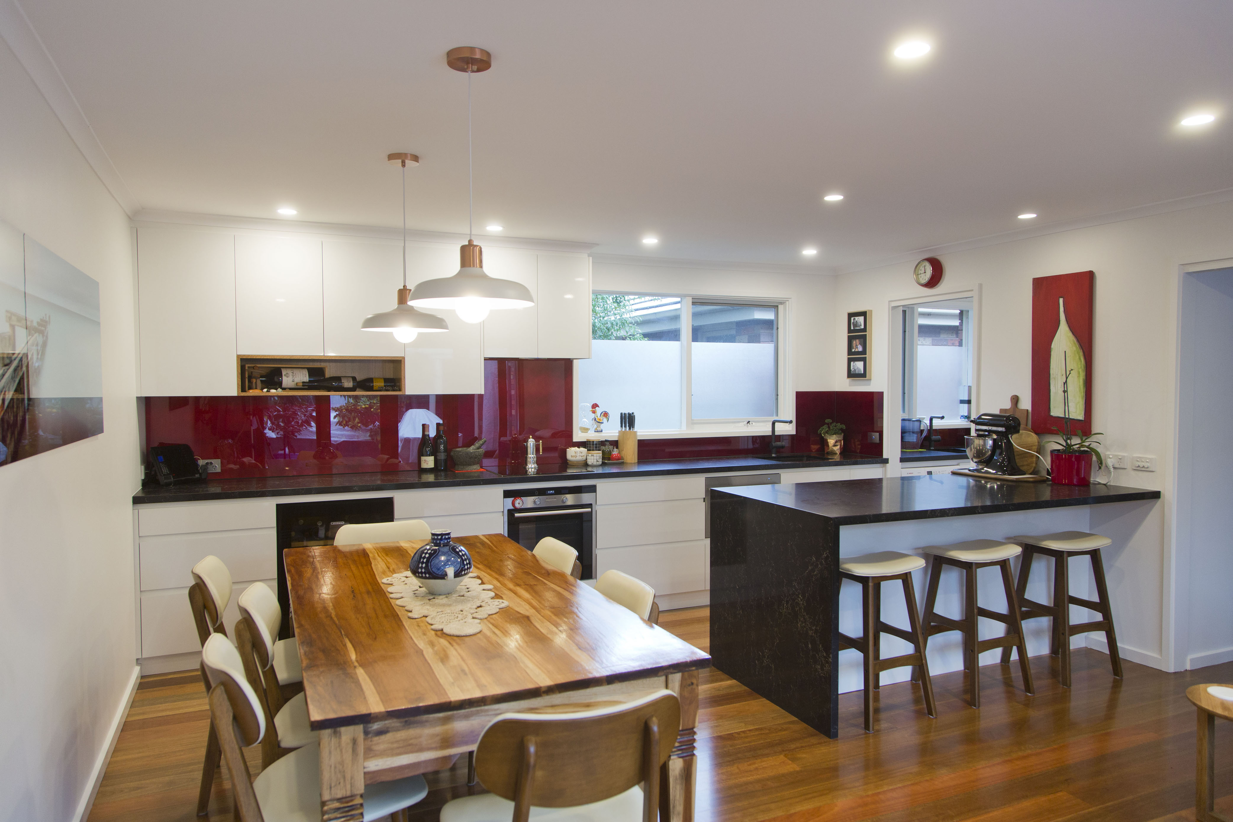 Kitchen renovation white gloss and timber